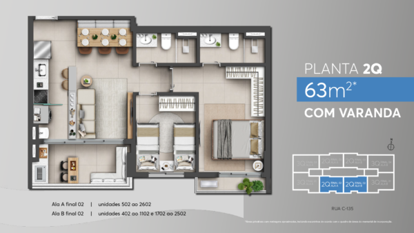 level home resort planta 2q 63m