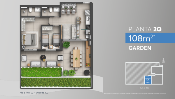 level home resort planta 2q garden 108m