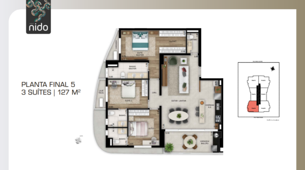 opus nido planta tipo final 05 127m²